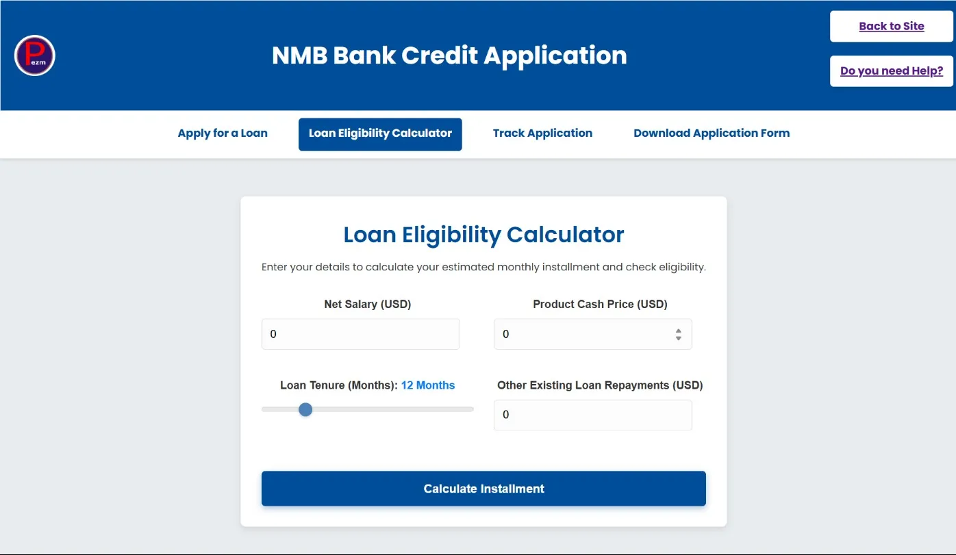 Loan Calculator Screenshot